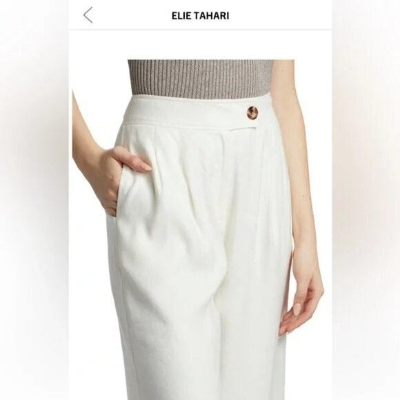 New Elie Tahari Linen Blend Wide Leg Black Pants Trousers NWT Size 8 US - Picture 6 of 12